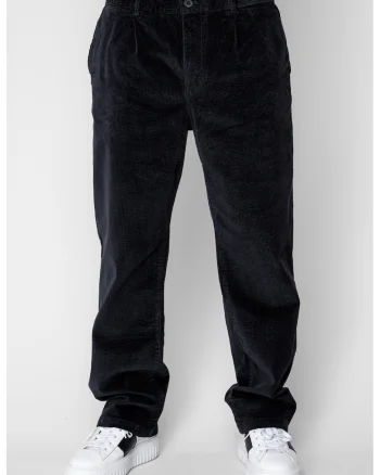Pantaloni drep lung din reiat bumbac Black 20507, Negru