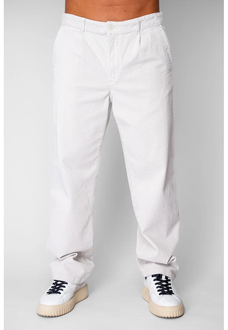 Pantaloni drep lung din reiat bumbac Off White 20503, Alb