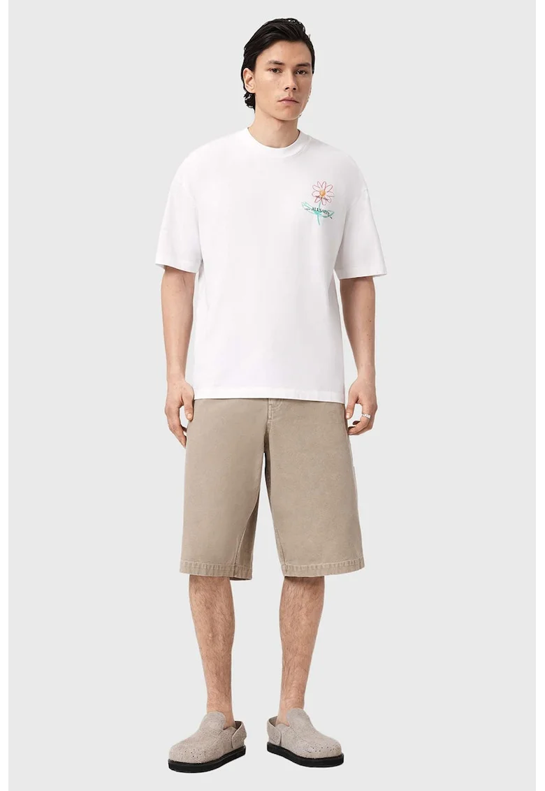 Tricou din bumbac organic cu imprimeu pe partea din spate, Alb