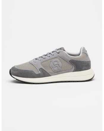 Pantofi sport Vinston wedge din piele intoarsa si material textil, Gri deschis/Gri carbune