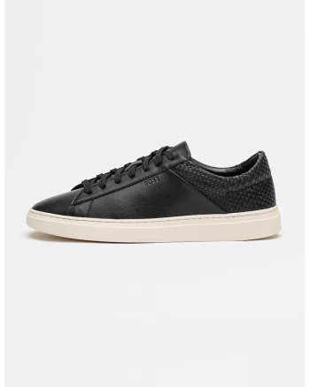 Pantofi sport low-cut din piele cu detalii texturate, Negru