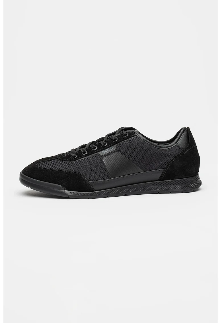 Pantofi sport Nitan de material textil cu garnituri de piele intoarsa, Negru