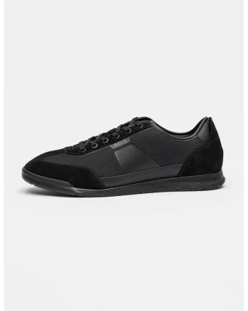 Pantofi sport Nitan de material textil cu garnituri de piele intoarsa, Negru