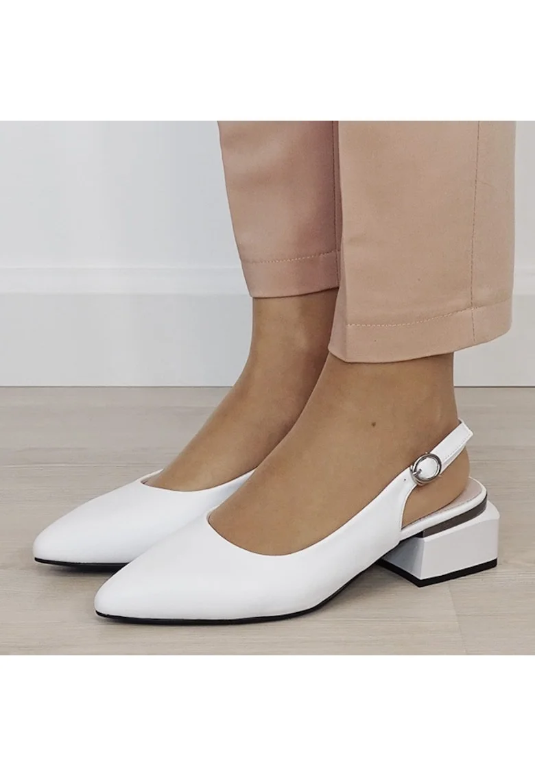 Pantofi albi comozi din piele naturala BY6889-5 02 19791, Alb