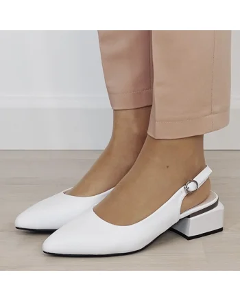 Pantofi albi comozi din piele naturala BY6889-5 02 19791, Alb