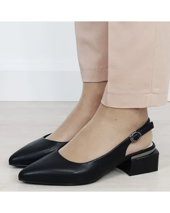 Pantofi negri comozi din piele naturala BY6889-1 02 19796, Negru