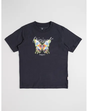 Tricou din bumbac organic cu imprimeu, Galben/Negru stins/Albastru