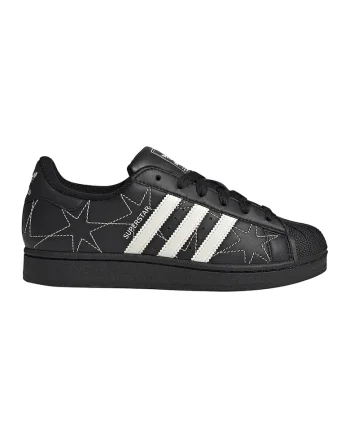 Pantofi sport Superstar II de piele cu model inimi cusute, Negru/Alb murdar