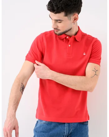Tricou polo regular fit, Rosu