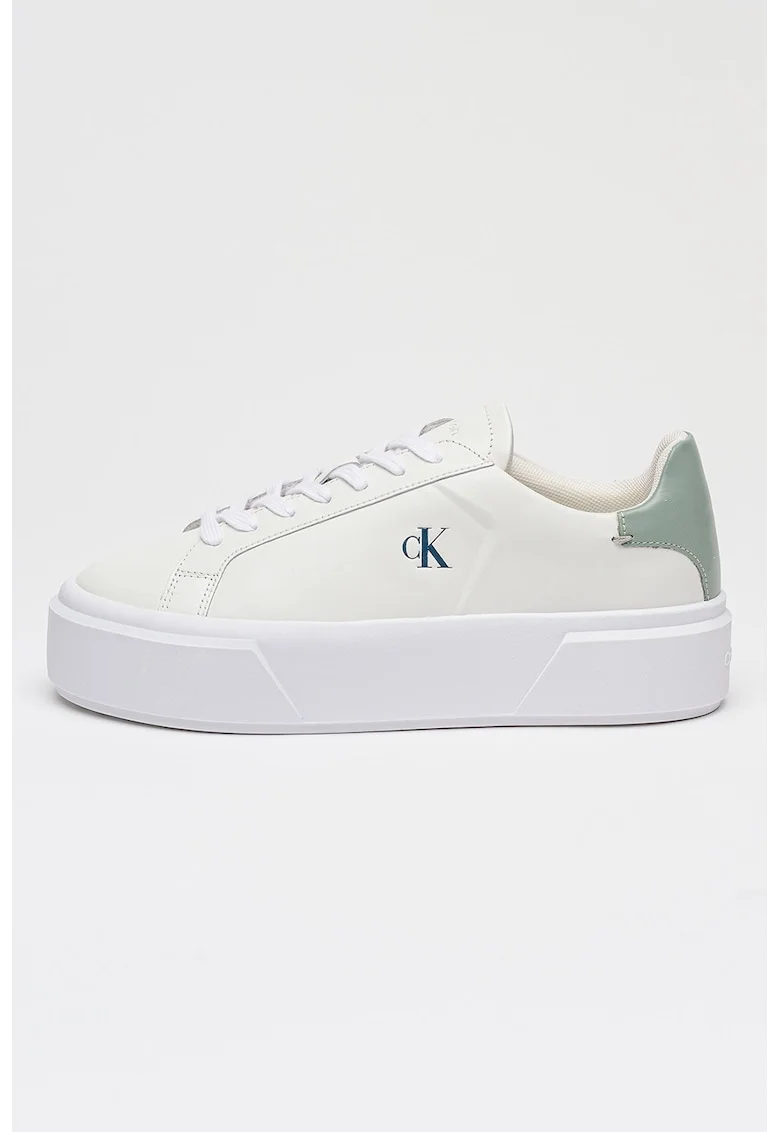 Pantofi sport flatform din piele cu logo Sienna, Verde pal/Alb optic/Alb murdar