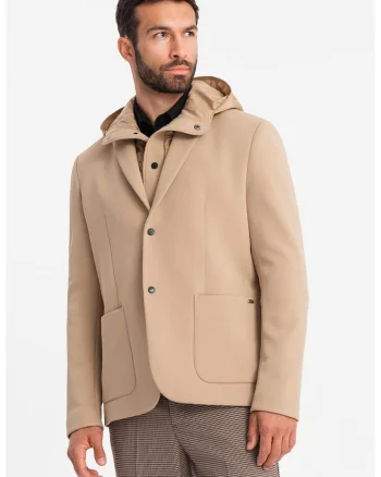 Sacou cu revere decupate, Maro camel