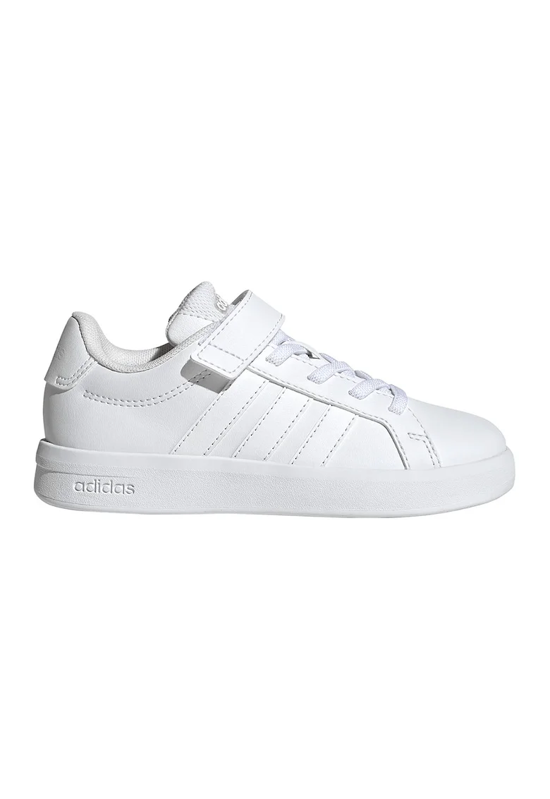 Pantofi sport Grand Court 3.0 de piele ecologica cu sireturi elastice, Alb