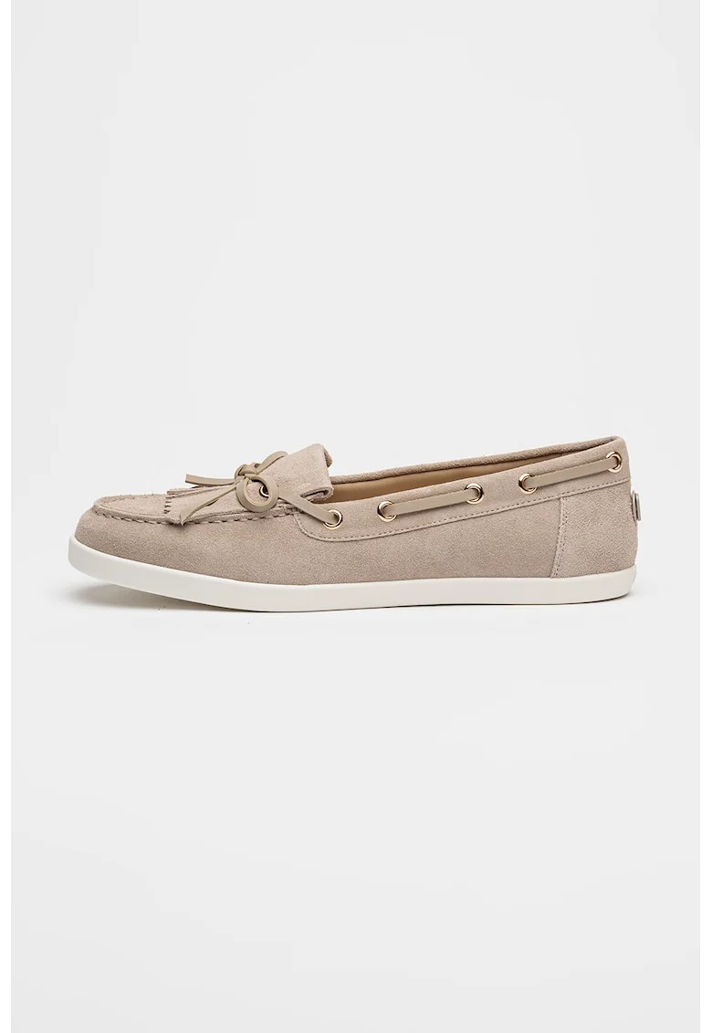 Pantofi loafer din piele intoarsa Furlanina, Maro taupe