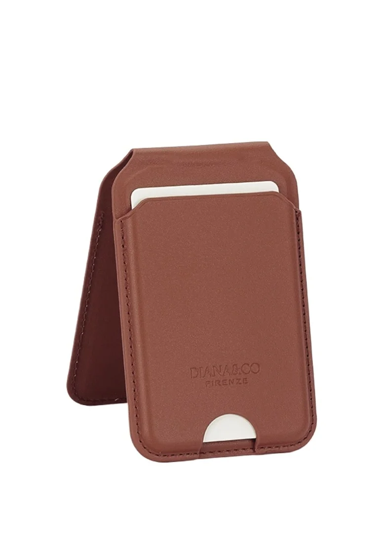 Port card cu blocare RFID și suport ajustabil, Maro, 10x6.5x1