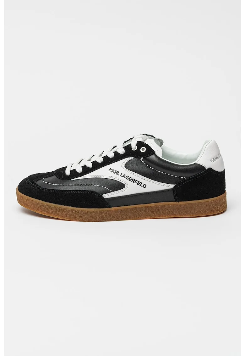 Pantofi sport din piele si piele intoarsa cu talpa plata