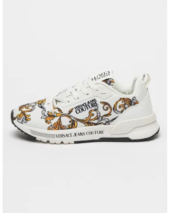 Pantofi sport cu logo contrastant, Alb/Maro deschis