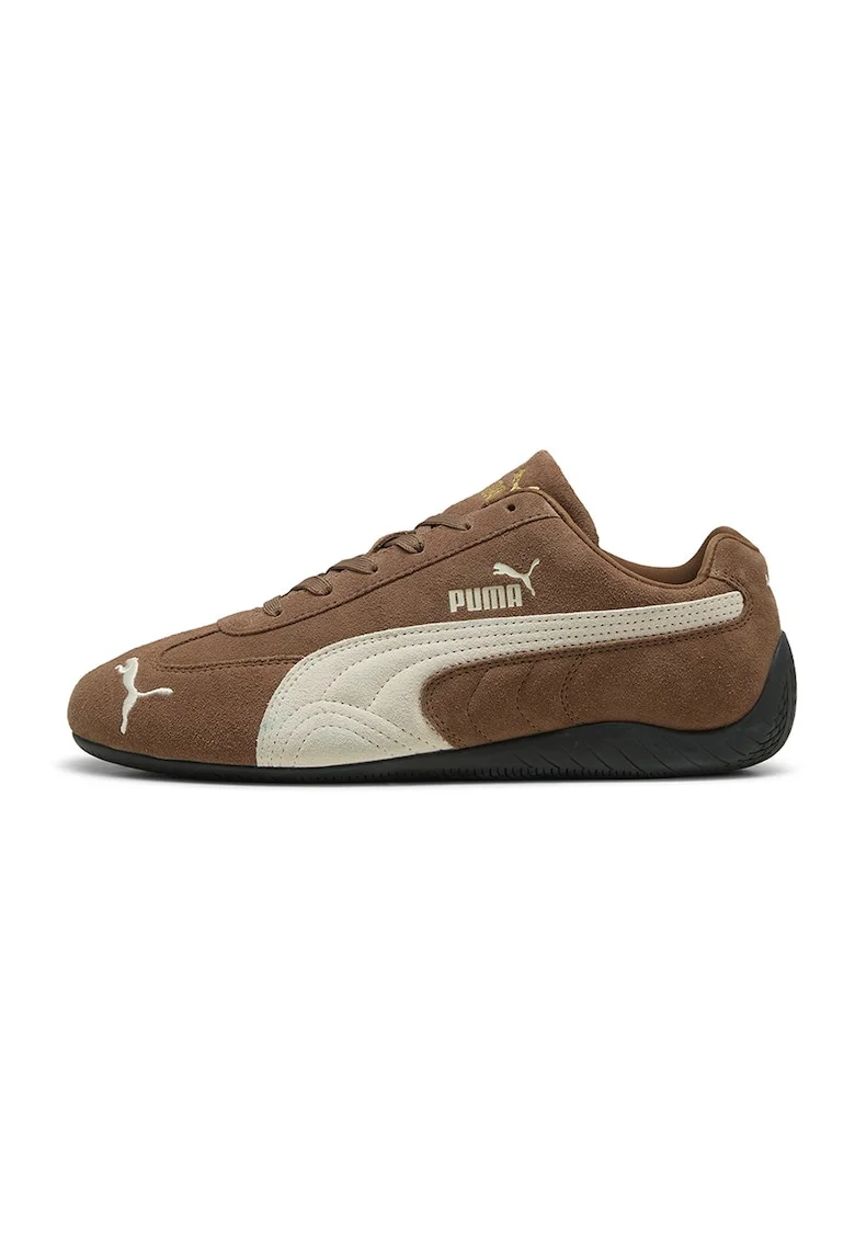 Pantofi sport Speedcat OG unisex din piele intoarsa, Alb fildes/Maro