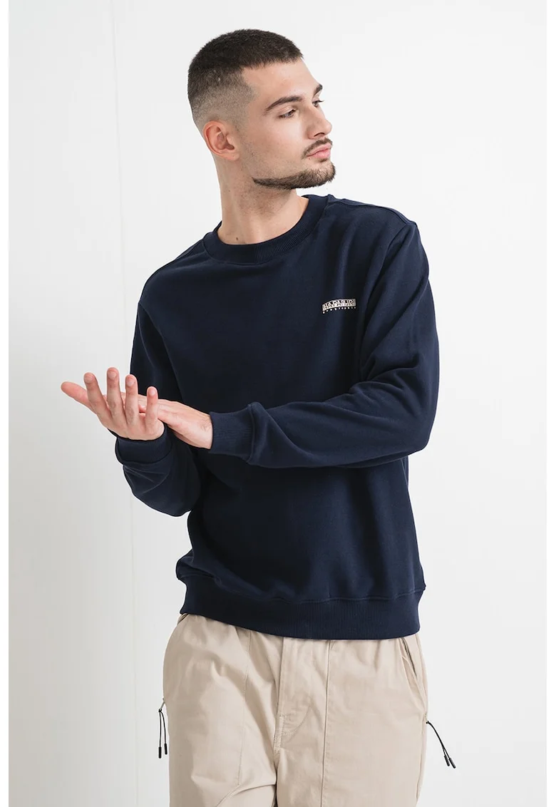 Bluza de trening cu decolteu la baza gatului Small Box, Bleumarin