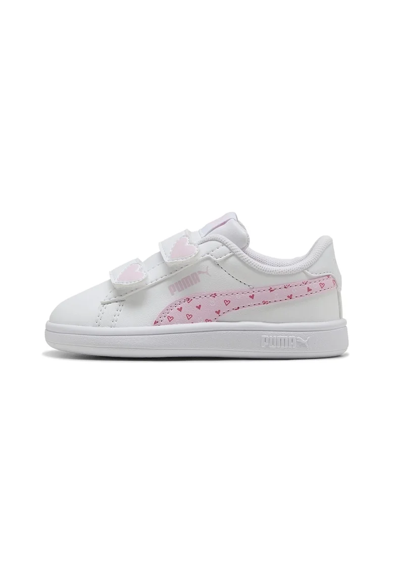 Pantofi sport Smash 3.0 Hearty de piele ecologica cu velcro, Alb/Roz deschis