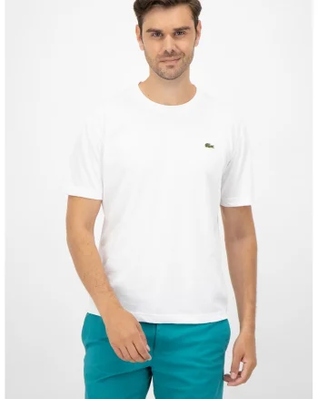 Tricou cu decolteu la baza gatului si aplicatie logo discreta, Alb