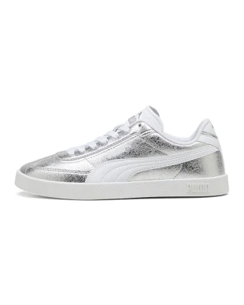 Pantofi sport Club II Era de piele ecologica cu aspect metalizat, Alb optic/Argintiu