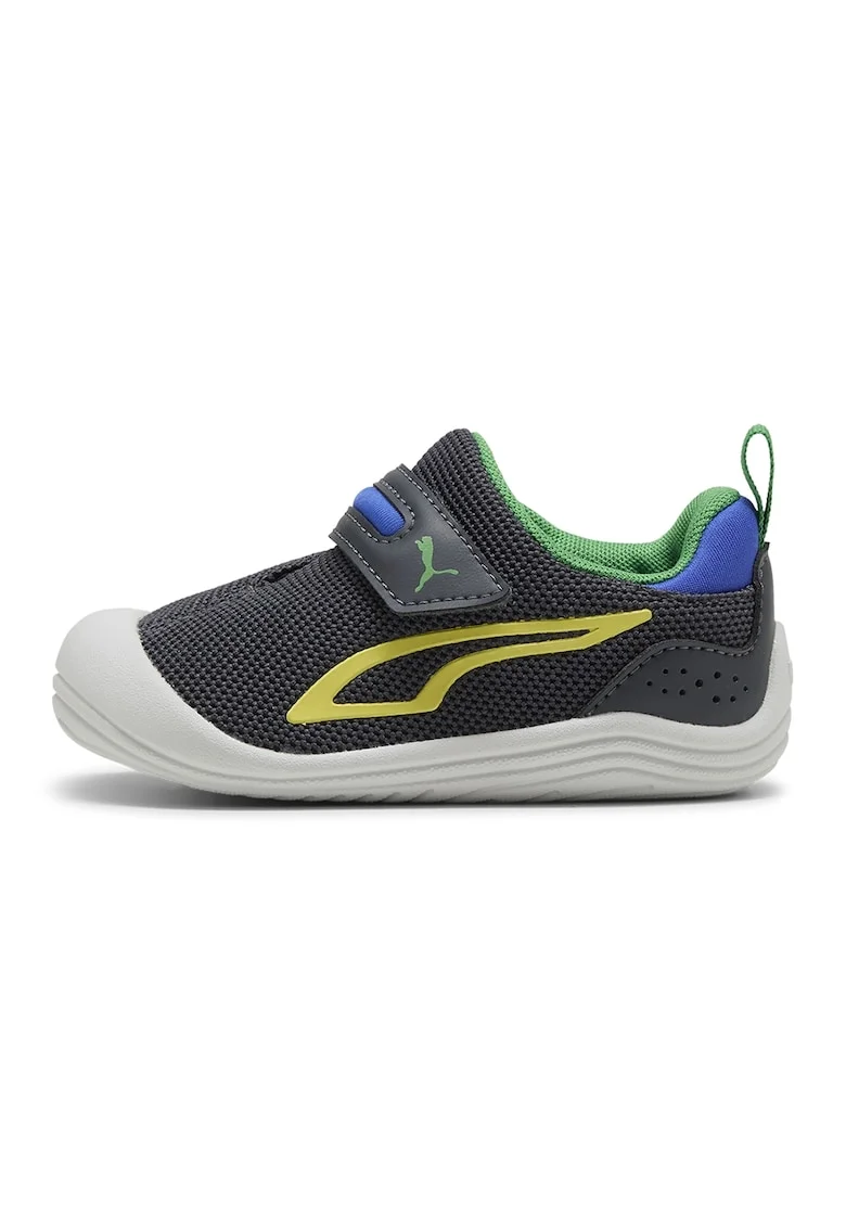 Pantofi sport Kitten de plasa cu banda velcro, Verde/Galben pal/Gri antracit