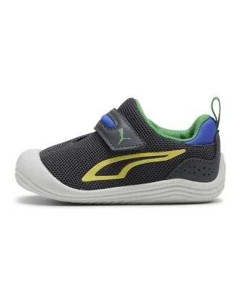 Pantofi sport Kitten de plasa cu banda velcro, Verde/Galben pal/Gri antracit