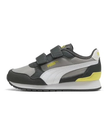 Pantofi sport ST Runner v4 NL cu inchidere velcro, Alb/Galben/Gri inchis