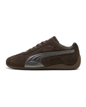 Pantofi sport Speedcat de piele intoarsa cu garnituri de piele, Maro inchis/Argintiu