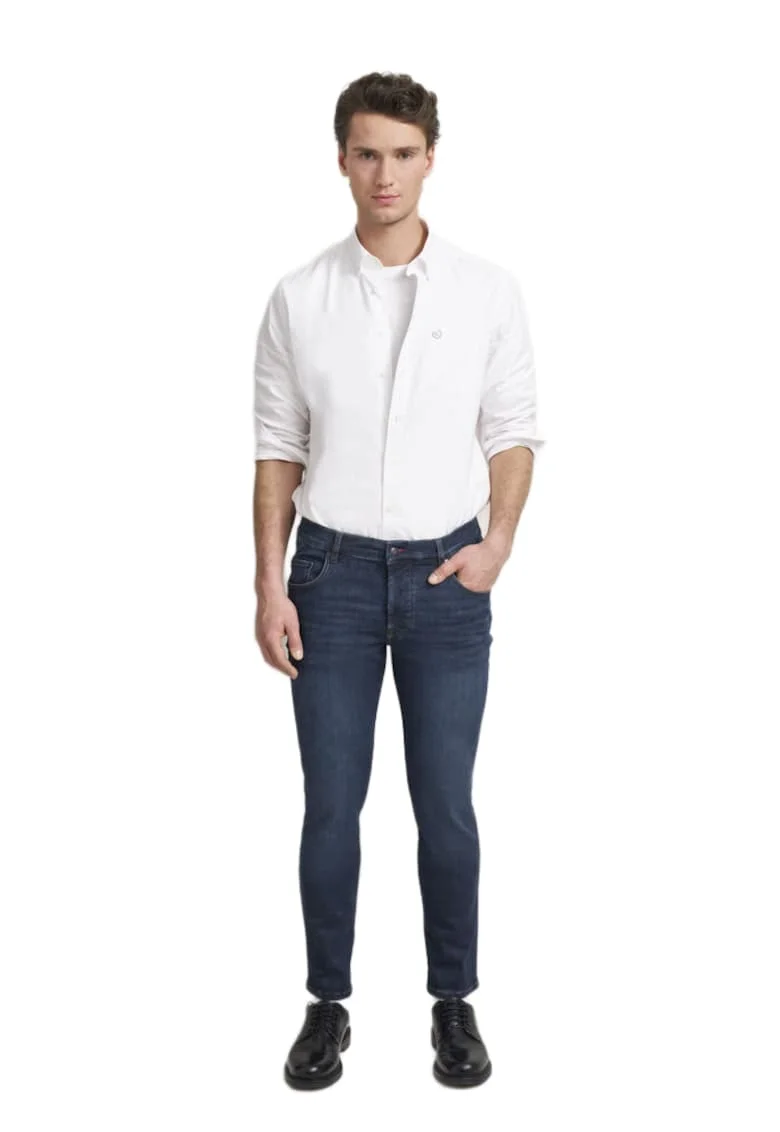 Blugi  5 buzunare, modern fit, summer cool, Albastru inchis