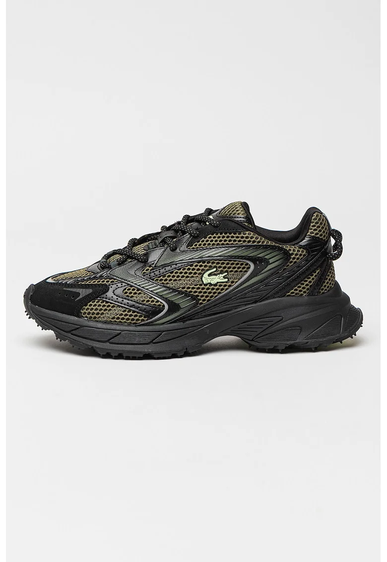 Pantofi sport demi-wedge si garnitura din piele nabuc Neo-Shot, Negru/Verde sparanghel