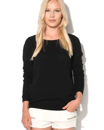 Pulover tricotat fin Care, Negru
