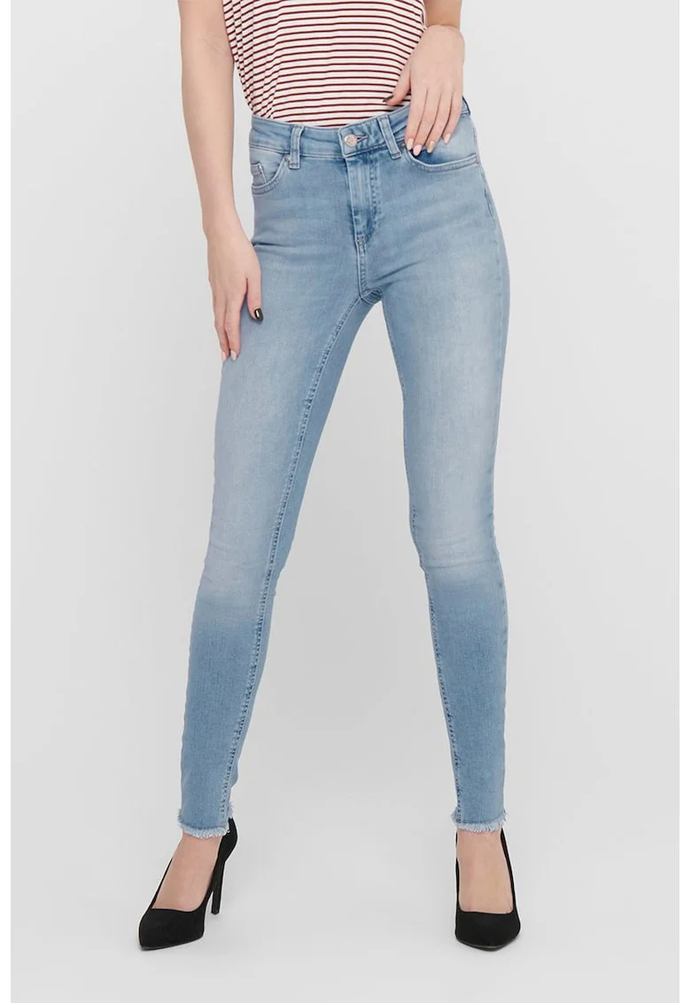 Blugi skinny cu aspect decolorat, Albastru deschis