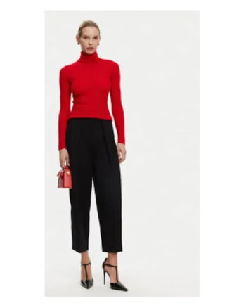 Pulover  pentru femei cu guler inalt DF0KF080KH25 rosu,