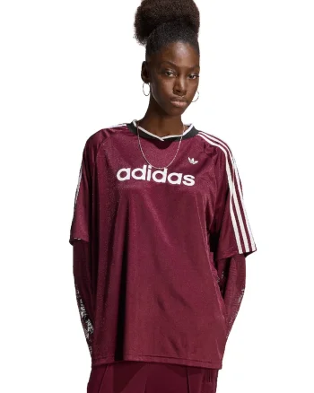 Bluza din jerseu cu logo si maneci din dantela, Alb/Violet