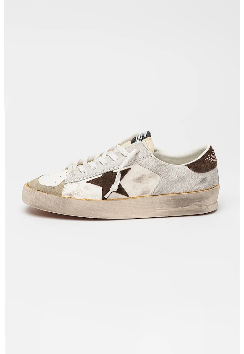 Pantofi sport Stardan din piele cu garnituri din piele intoarsa, Maro/Gri deschis