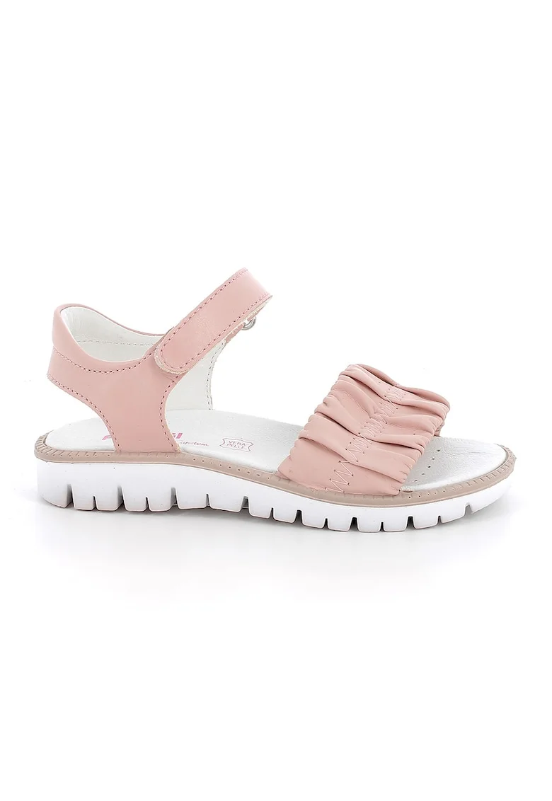 Sandale din piele ecologica cu inchidere velcro, Roz prafuit
