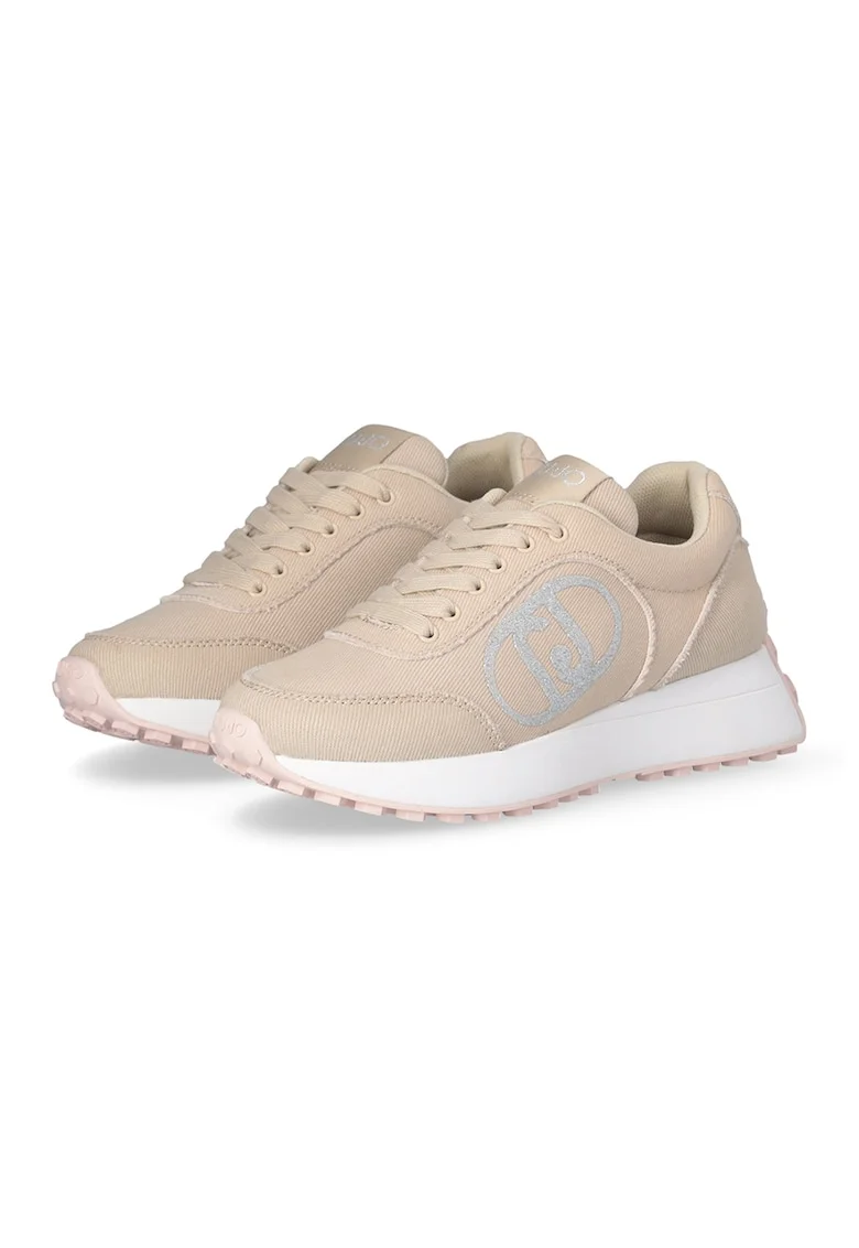 Pantofi sport din panza cu detaliu logo, Piersica
