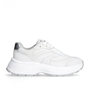 Pantofi sport din piele cu sireturi, Alb murdar