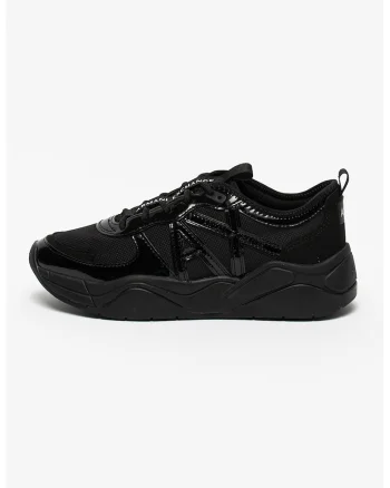 Pantofi sport din piele ecologica si material textil, Negru