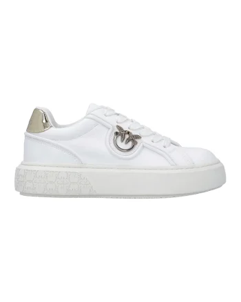 Pantofi sport de piele cu siret, Alb optic