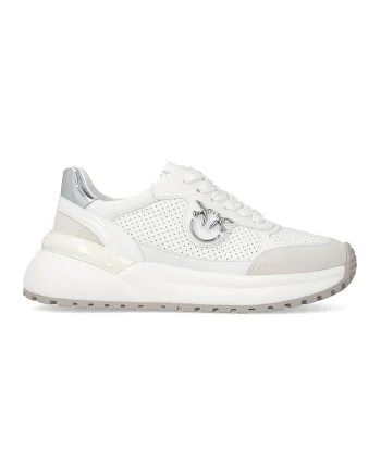 Pantofi sport de piele si piele ecologica Gem, Alb optic