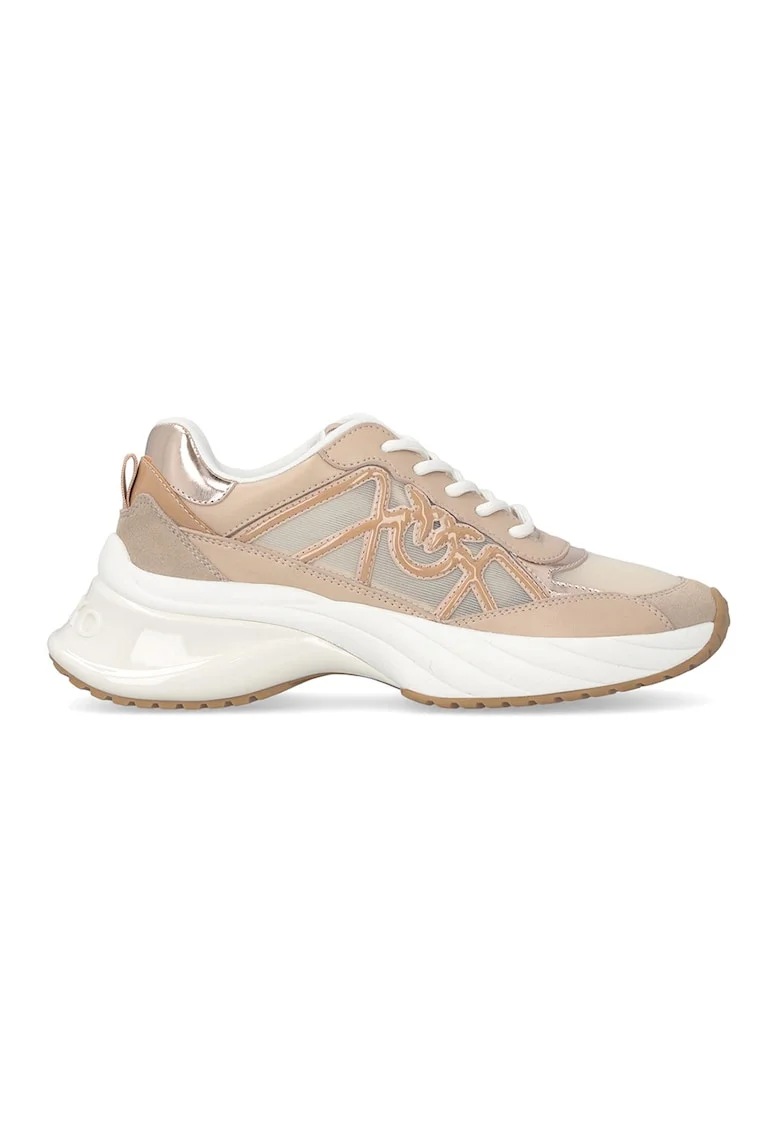 Pantofi sport wedge cu insertii din piele Ariel, Alb murdar/Bej deschis