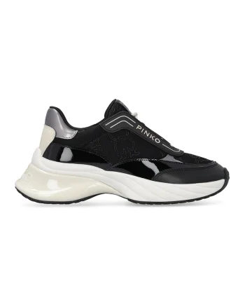 Pantofi sport wedge cu strat exterior din piele Ariel, Negru/Alb murdar