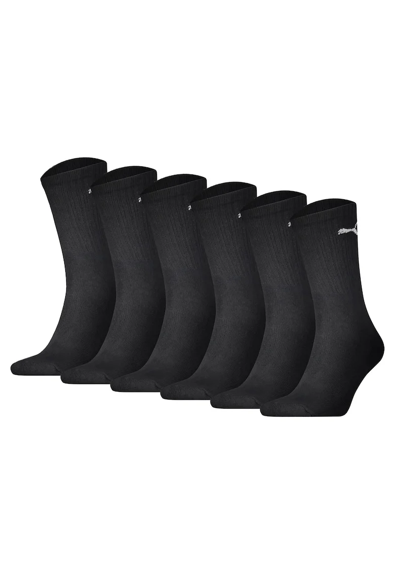 Set de sosete lungi unisex cu model logo - 6 perechi, Negru