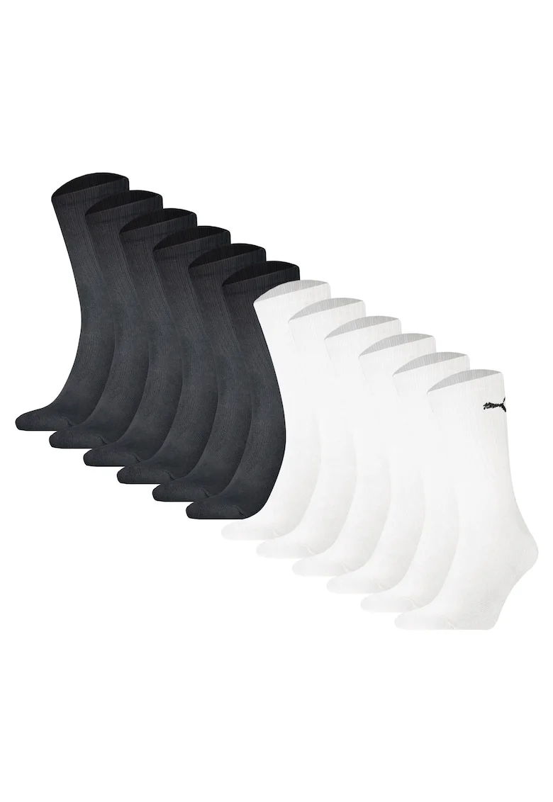 Set de sosete lungi uni sex - 12 perechi, Alb/Negru