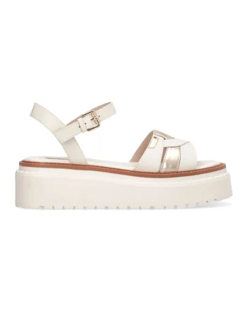 Sandale wedge de piele Bessie 01, Auriu/Caramel/Bej deschis