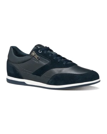 Pantofi sport Renan din piele si fermoar decorativ, Bleumarin