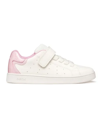 Pantofi sport Eclyper de piele ecologca cu detaliu stralucitor, Alb/Roz