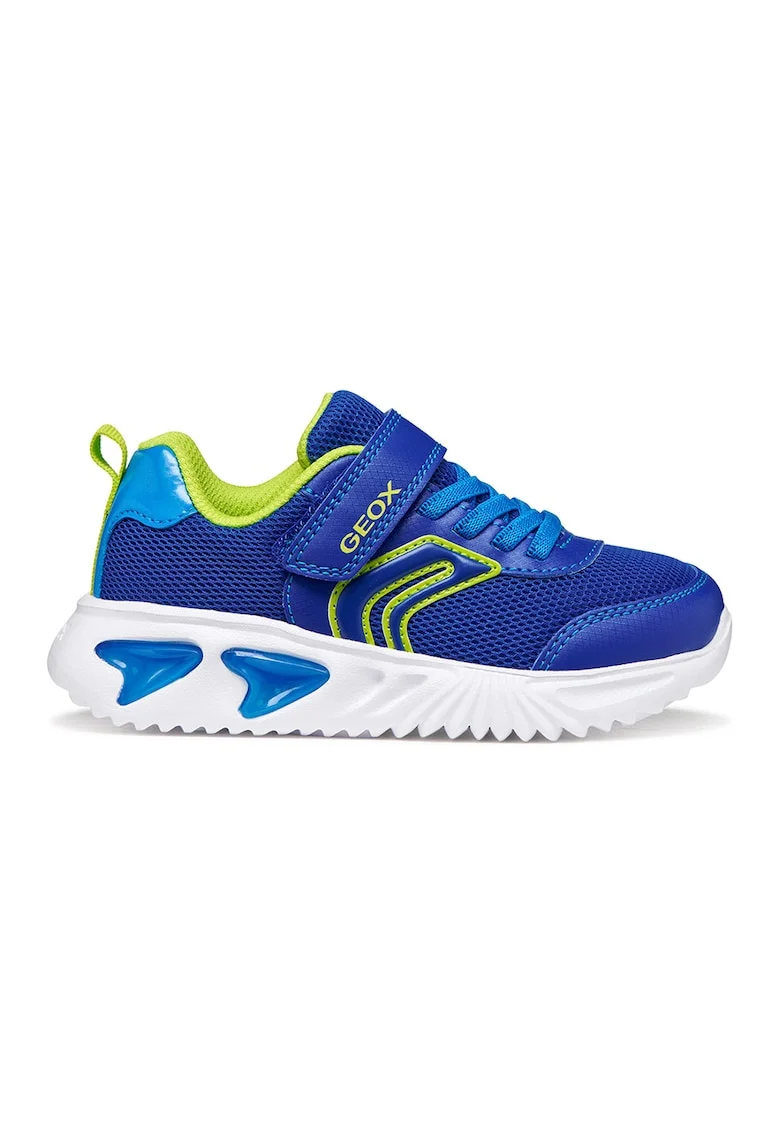 Pantofi sport Assister din plasa cu lumini led pe talpa, Albastru royal/Verde lime